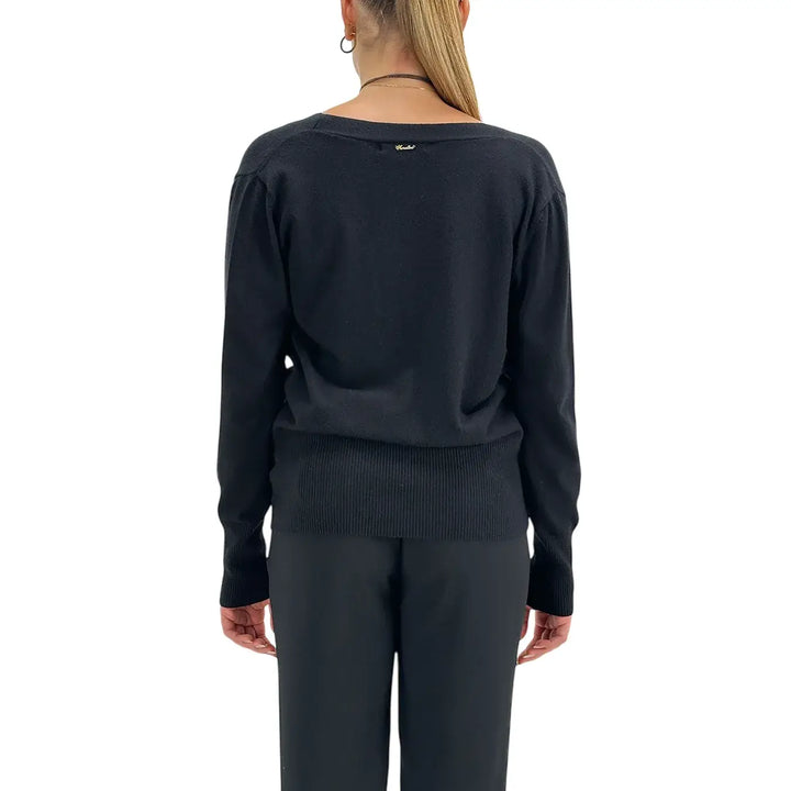 Koralline, Cardigan Doppio Petto, Donna,  Tessuto Misto, Nero