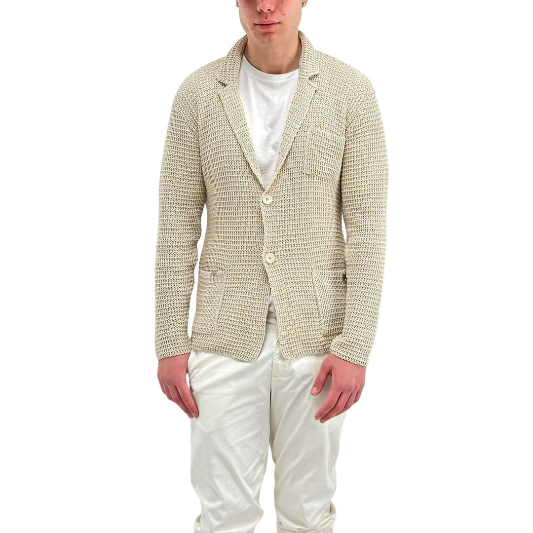 BL.11 Block Eleven Giacca Uomo, Cardigan, Revers, Cotone, Beige