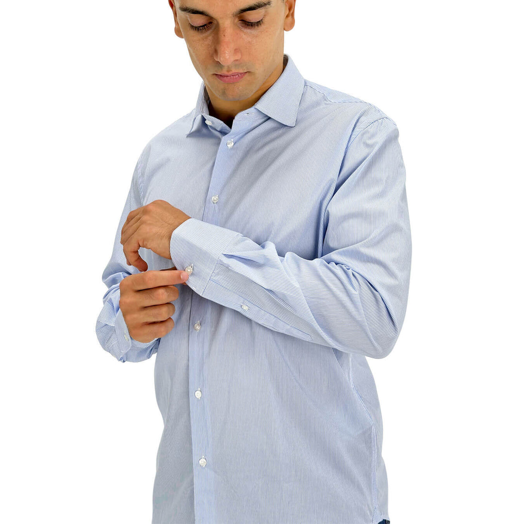BL.11, Camicia, Uomo, Cotone, Azzurro