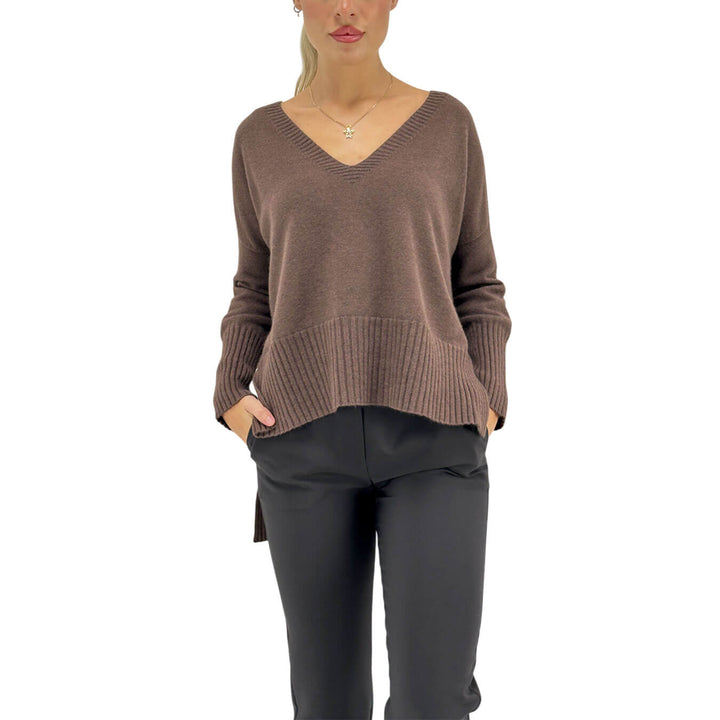 Relish, Maglia, Vosis, Scollo V, Donna, Viscosa, Marrone