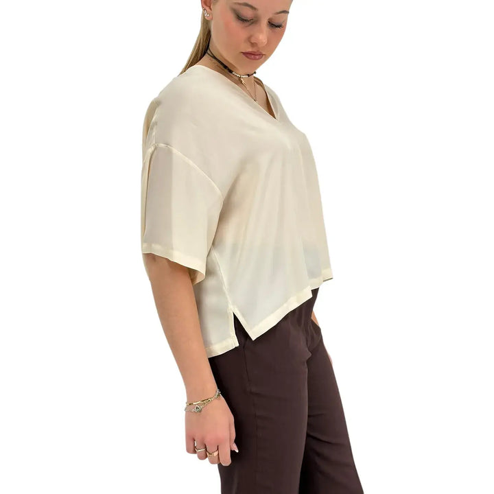 Ottod'Ame, Blusa, Donna, Tessuto Misto, Latte