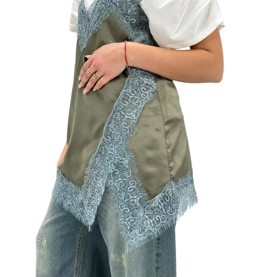 Kontatto, Top, Donna, Pizzo, Moro e Azzurro