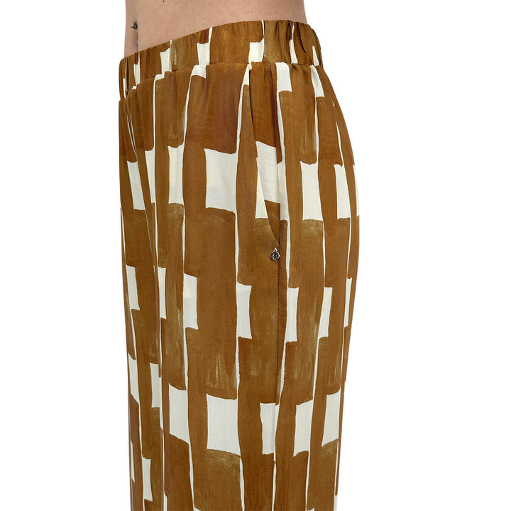 Ottod'Ame Pantaloni Donna, Fantasia Geometrica, Beige