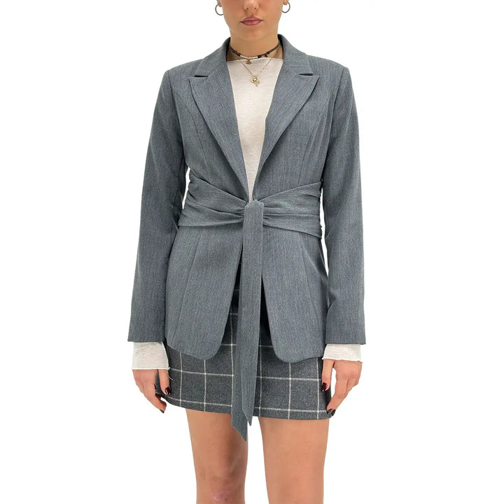 Koralline, Giacca con Nodo, Donna, Tessuto Misto, Grigio