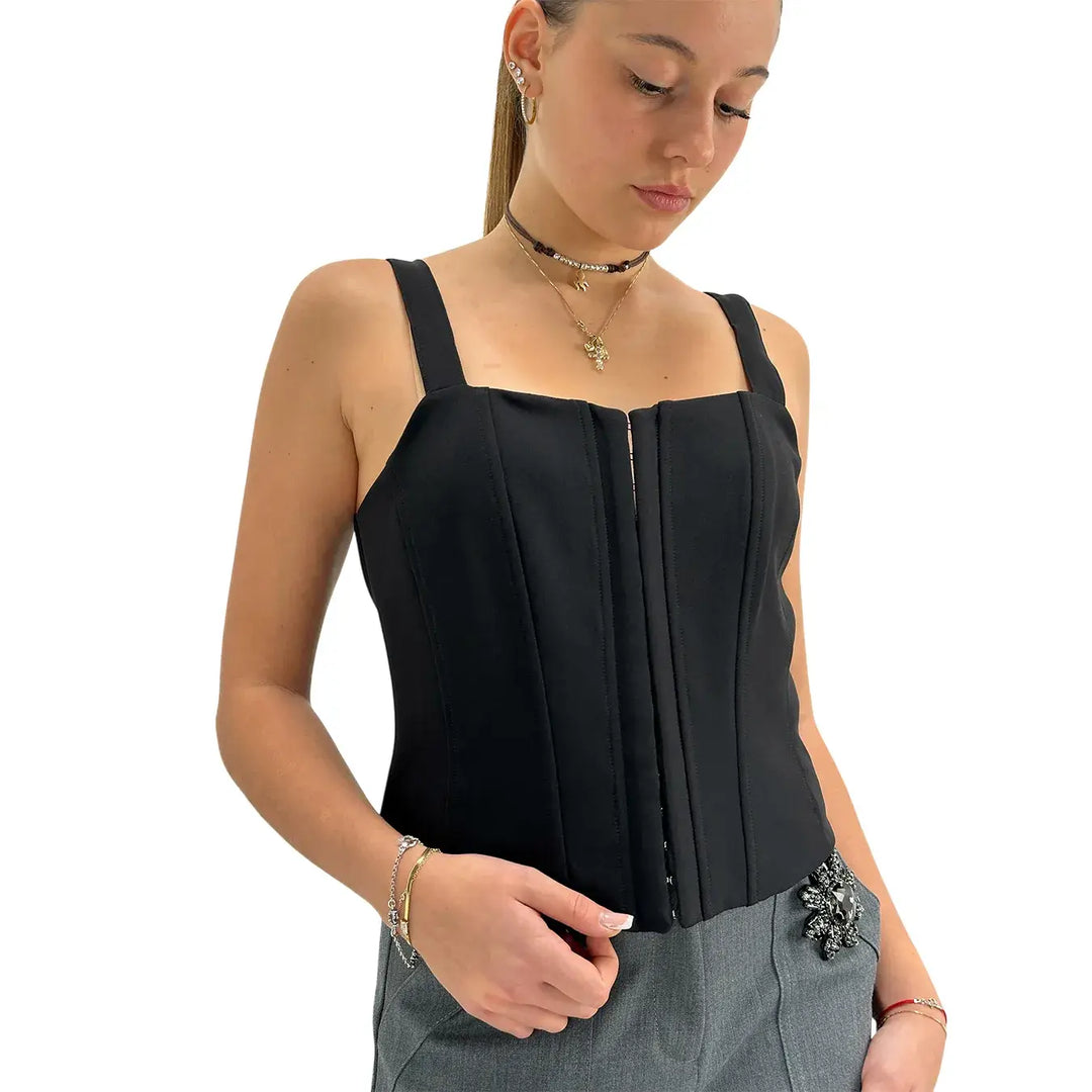 Koralline, Bustino, Donna, Tessuto Misto, Nero