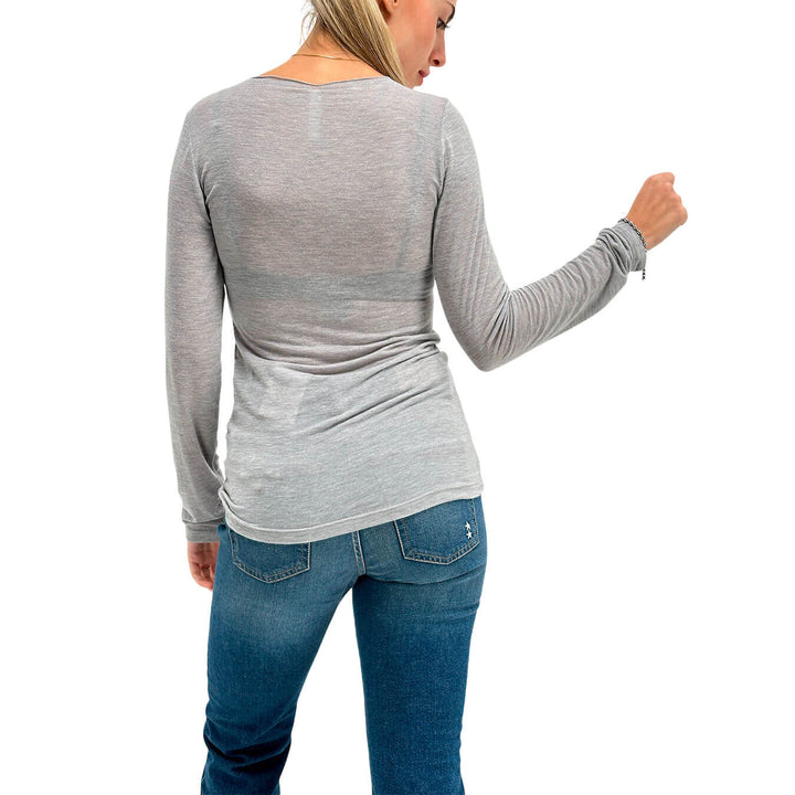 Women's Knitted Tension, Long Sleeve, Rhinestone, Viscose, Grey