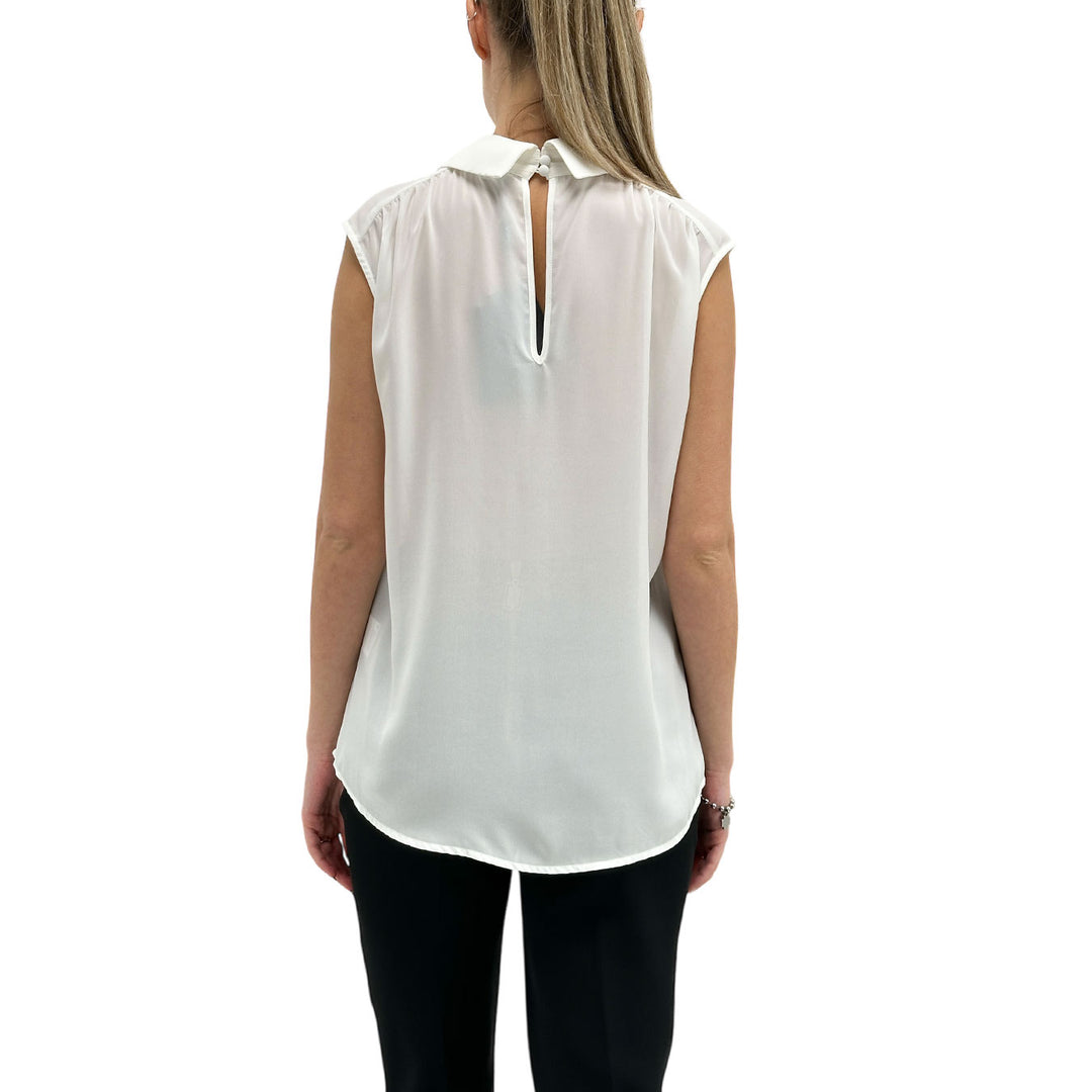 Relish Blusa Donna, Smanicata, Scollo a V, Colletto, Bianco