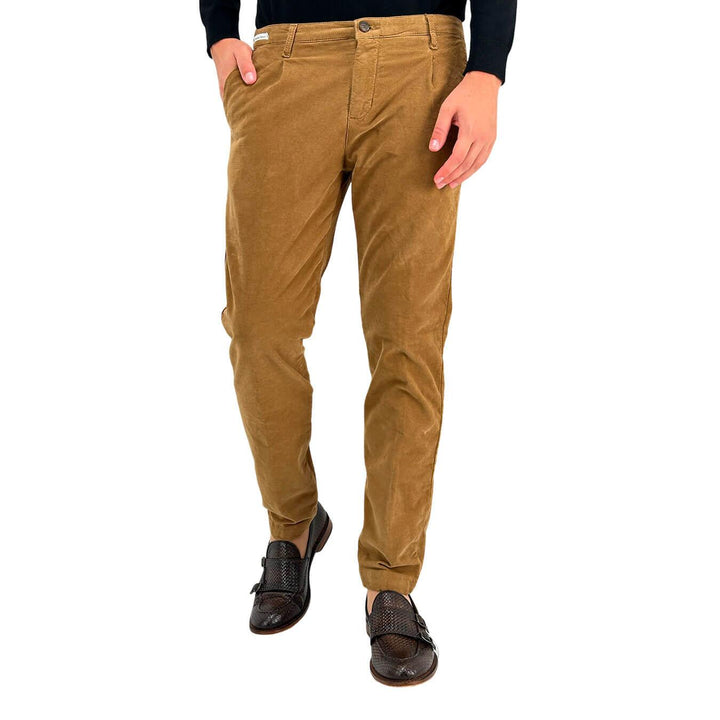 Moro Pantaloni Chino, Uomo, Slim Fit, Cotone, Cammello