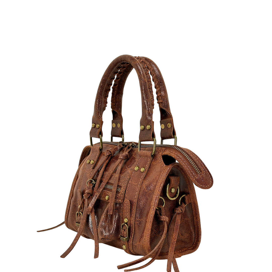 Bassini Borsa Donna, Modello Bugatti Small, Tracolla, Pelle, Marrone