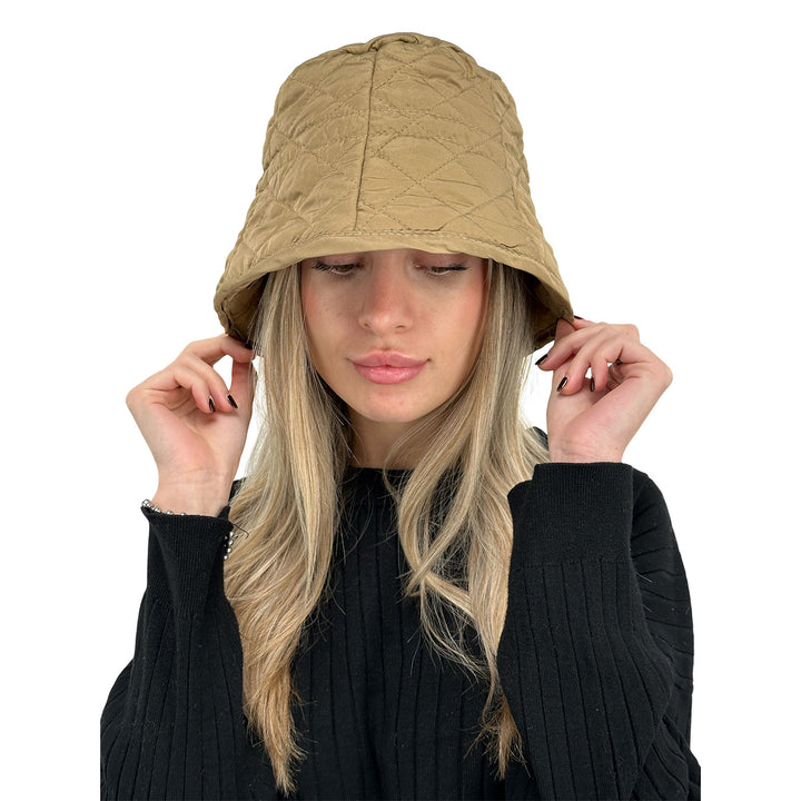 Bassini Cappello Donna, Modello Pescatore, Trapuntato, Taupe