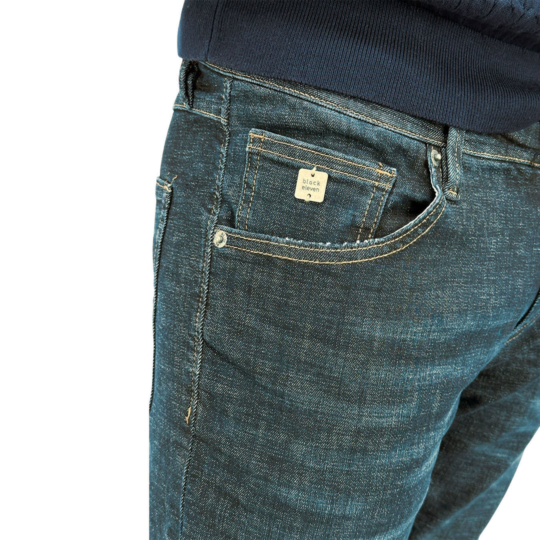 BL.11 Block Eleven Pantaloni Uomo, Super Flex, Denim, Cotone, Blu