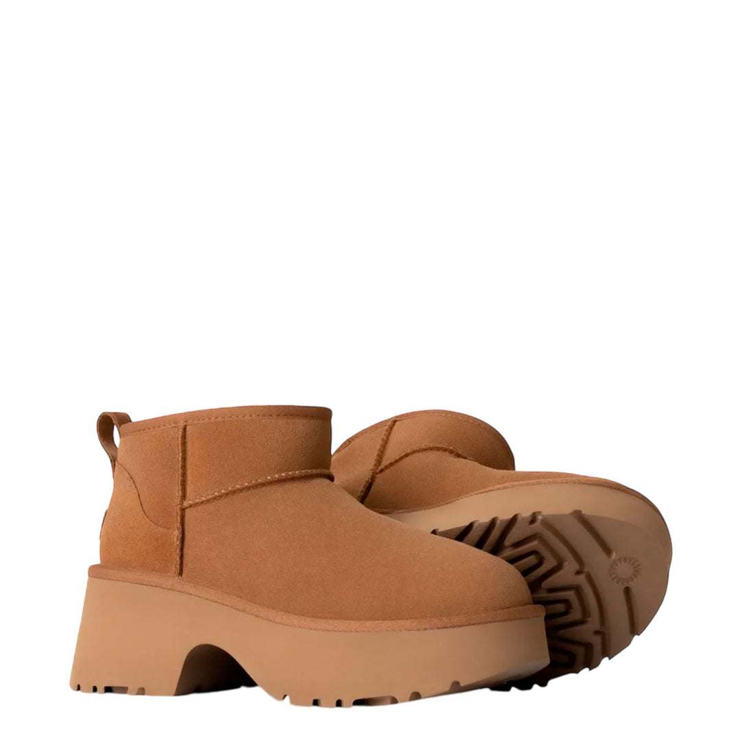 Ugg Stivali Donna, Classic Ultra Mini New Heights, Camoscio, Chestnut