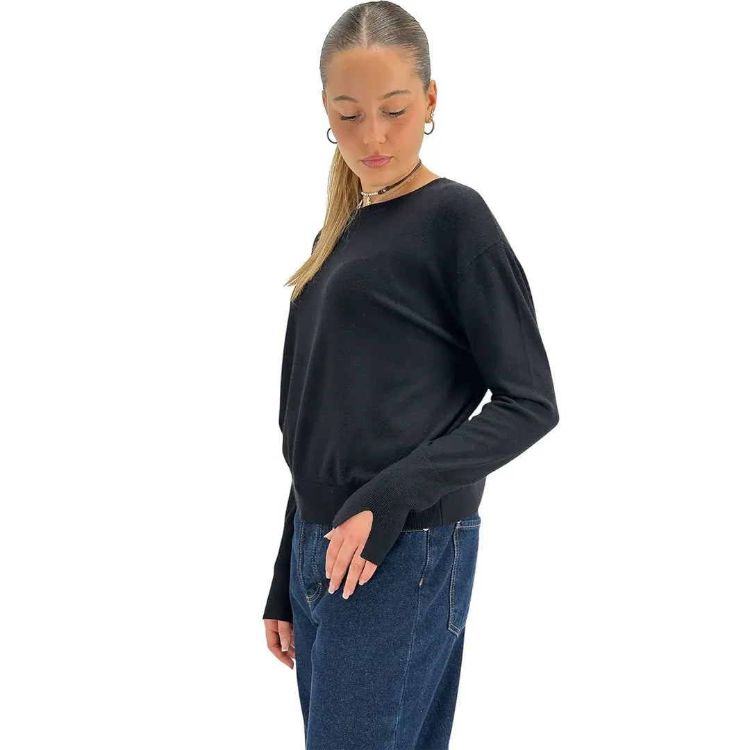 Koralline, Maglia, Donna, Tessuto Misto, Nero