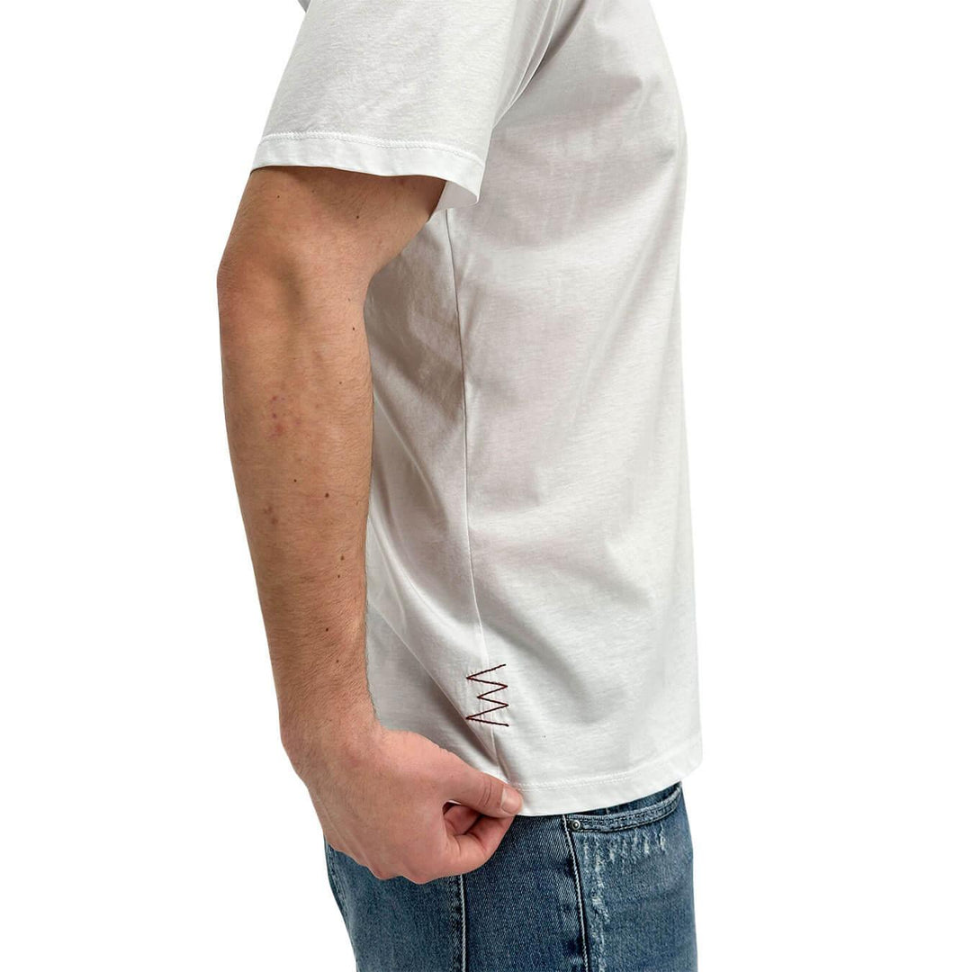 Amaránto T-Shirt Basic Uomo, Scollo a V, Cotone, Bianco