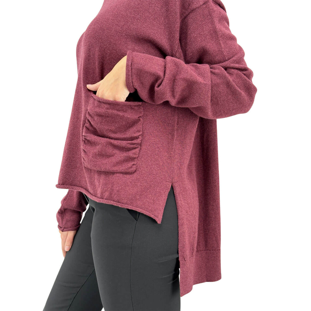Relish, Maglia, Donna, Paxi, Collo Alto, Cotone, Bordeaux