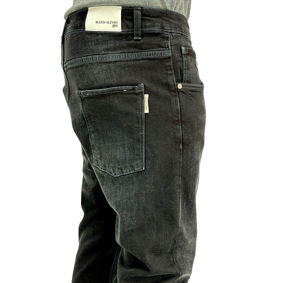 BL.11 Block Eleven Pantaloni Uomo, Jeans, Denim, Stretch, Cotone, Nero