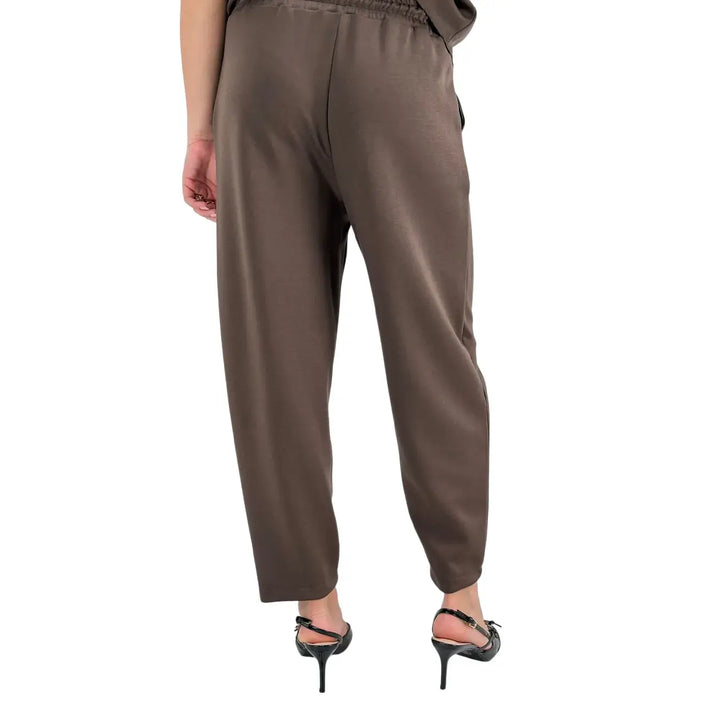 Bassini Pantaloni Donna Cioccolato in Felpa a Sigaretta Over con Coulisse e Tasche Laterali