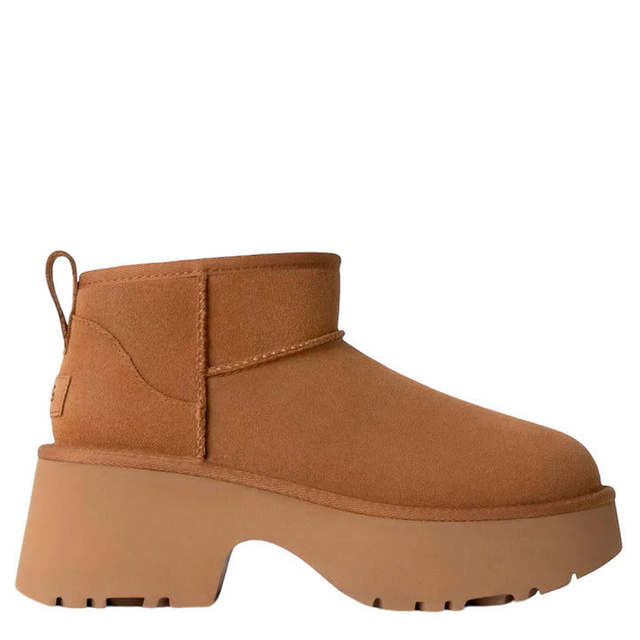 Ugg Women's Boots, Classic Ultra Mini New Heights, Suede, Chestnut