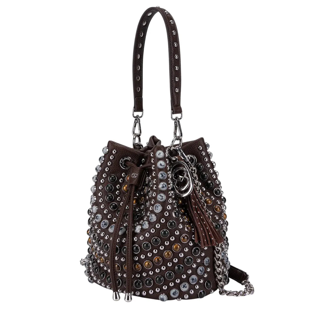 La Carrie, Secchiello, Donna, Ecopelle, Pietre, Marrone