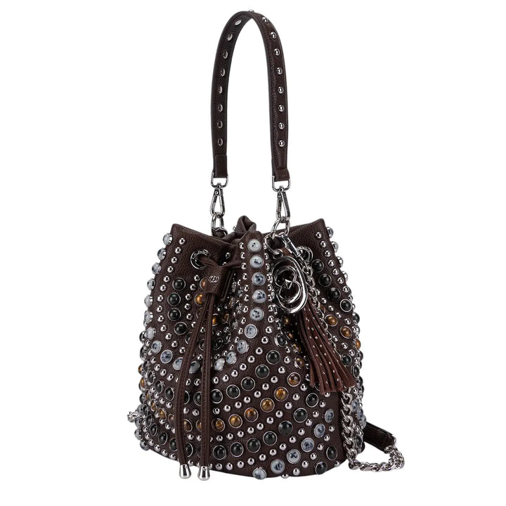 La Carrie, Secchiello, Donna, Ecopelle, Pietre, Marrone