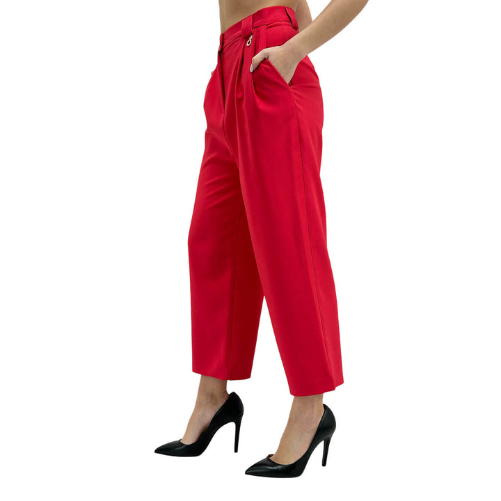 Relish Inkos Pantaloni Donna, Modello Capri, Vita Alta, Rosso