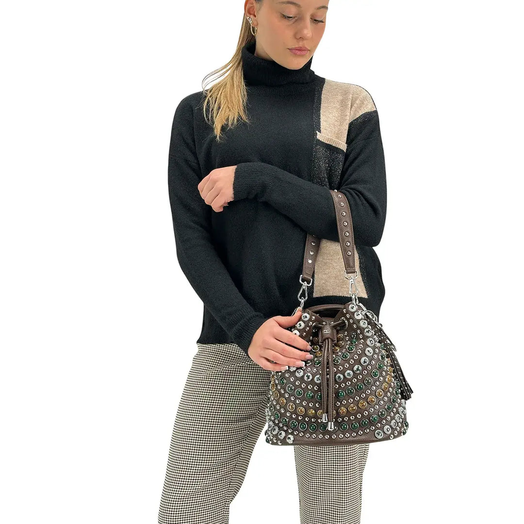 Markup, Maglia Collo Alto, Donna, Tessuto Misto, Nero