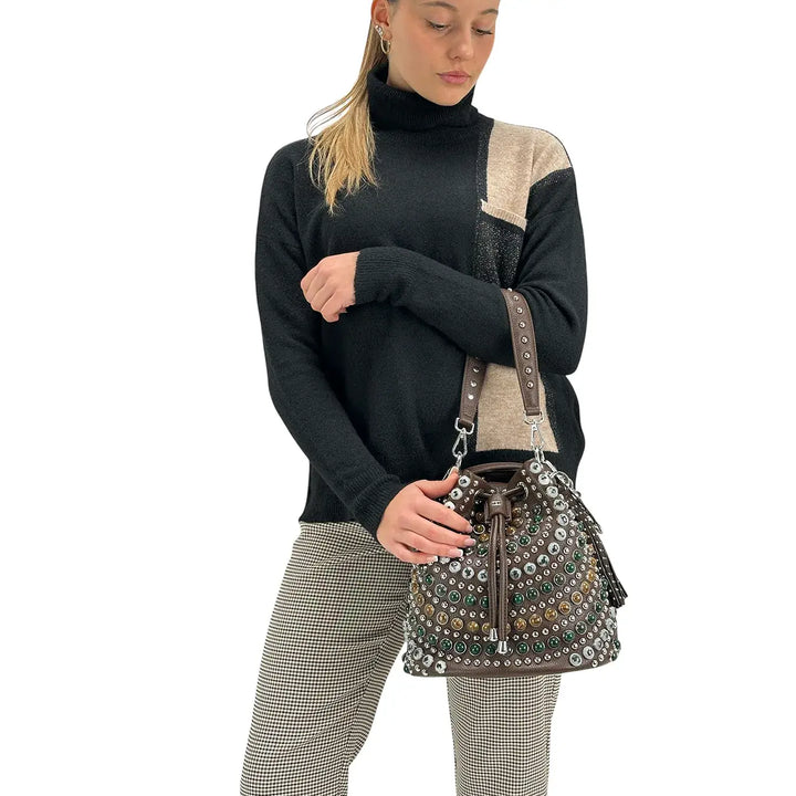 Markup, Maglia Collo Alto, Donna, Tessuto Misto, Nero