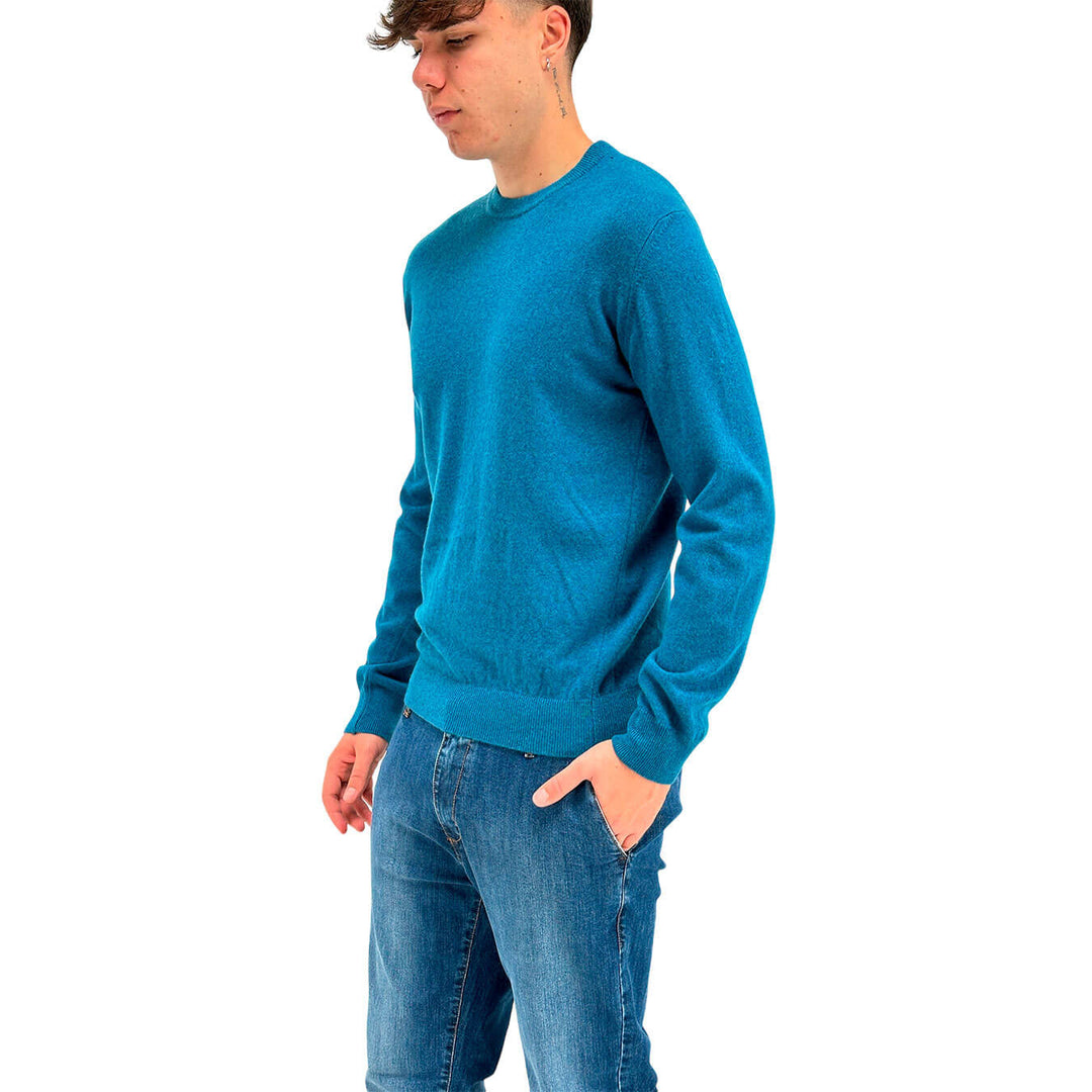 Refabrics Men's Sweater, Basic, Crewneck, Cashmere, Light Blue