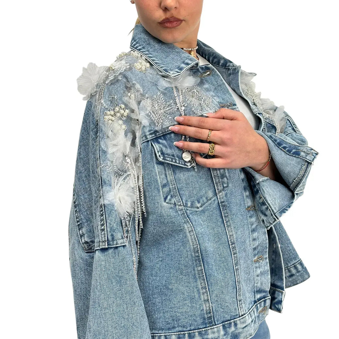 Bassini, Giubbotto Jeans, Donna, Cotone, Blu