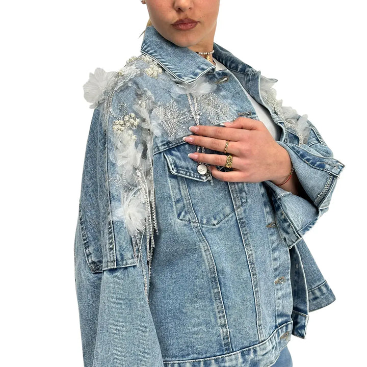 Bassini, Giubbotto Jeans, Donna, Cotone, Blu