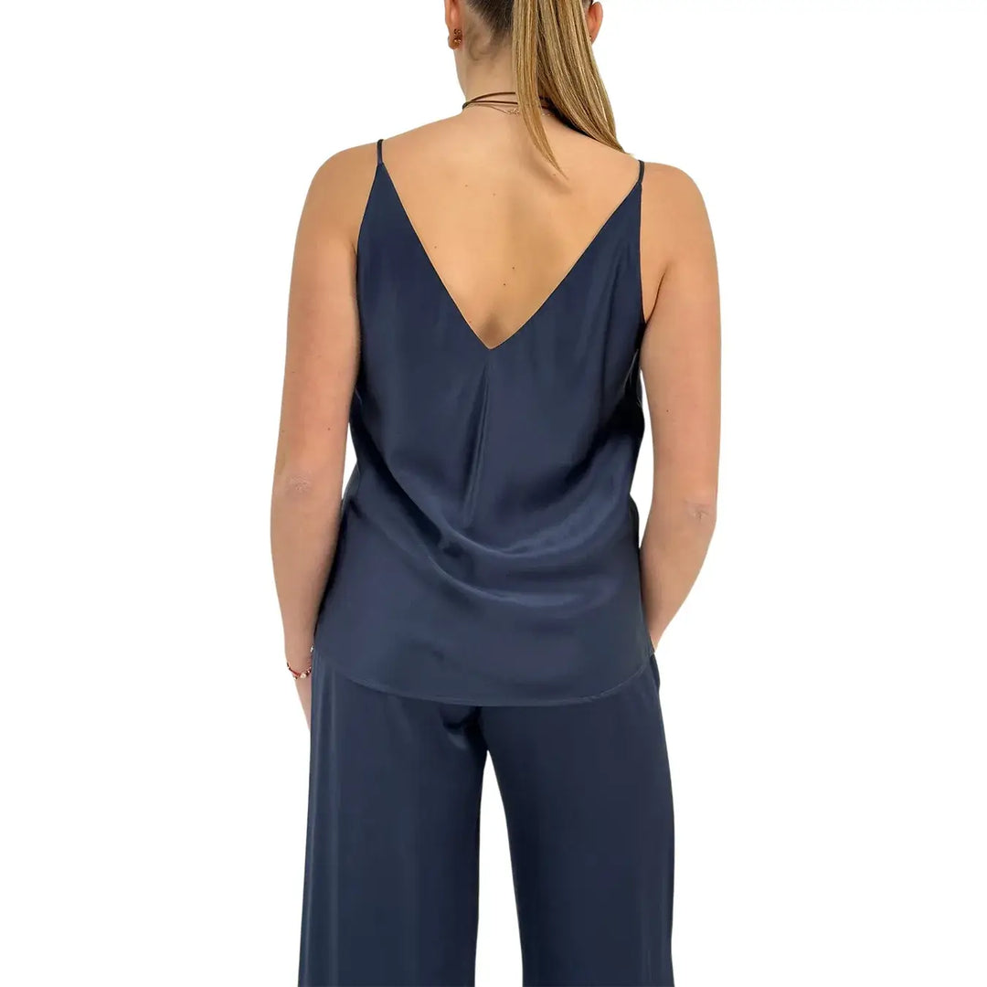 Ottod'Ame, Top, Donna, Tessuto Misto, Blu Night