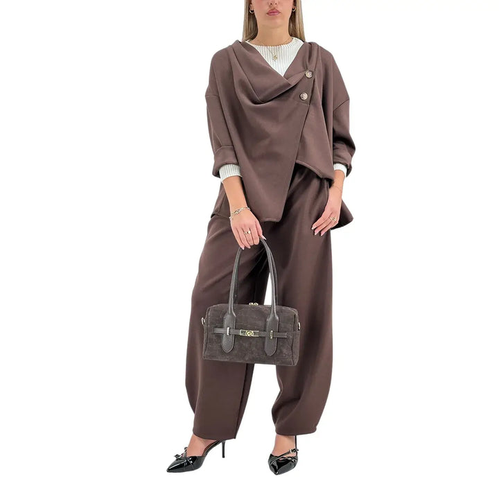 Bassini Pantaloni Donna Neri in Felpa Modello Baloon Over con Coulisse e Tasche Laterali