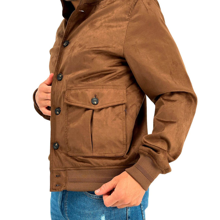 MarKup Giubbotto Uomo, Jacket Biker, Camoscio Ecologico, Slim, Tasche