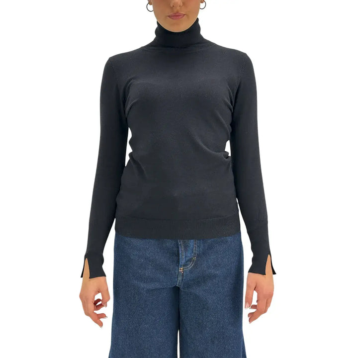 Koralline, Maglia Lupetto, Donna, Tessuto Misto, Nero