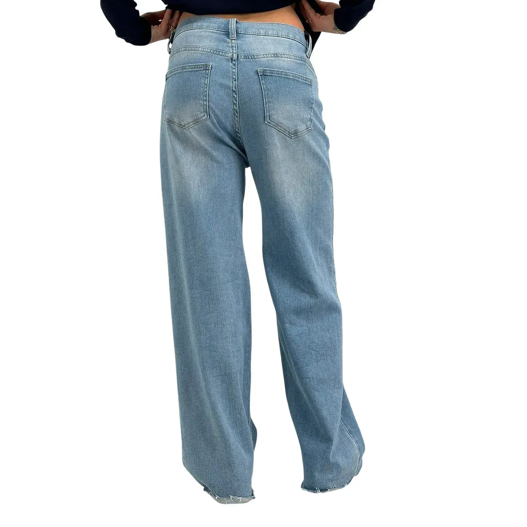 Bassini, Jeans, Donna, Palazzo, Cotone, Blu Medio