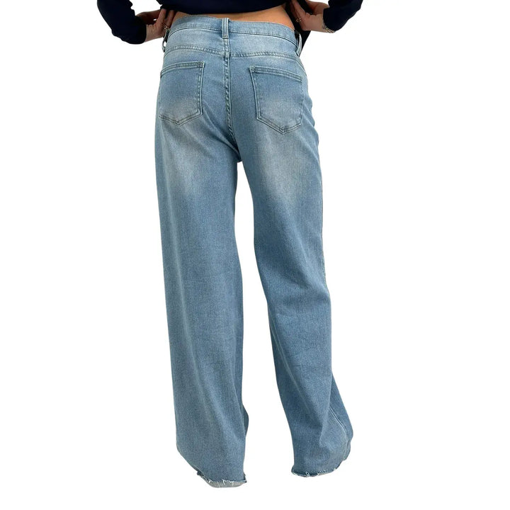 Bassini, Jeans, Donna, Palazzo, Cotone, Blu Medio