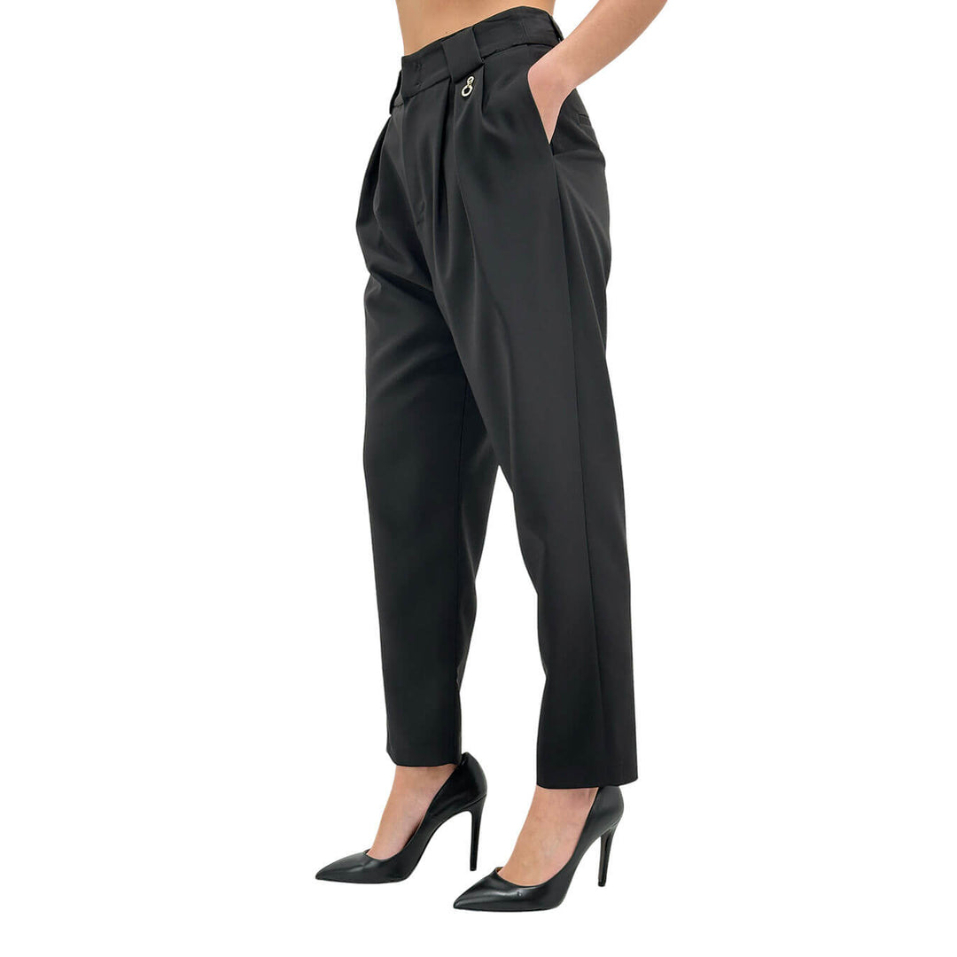 Relish Setmu Pantaloni Donna, Modello Capri, Vita Alta, Nero