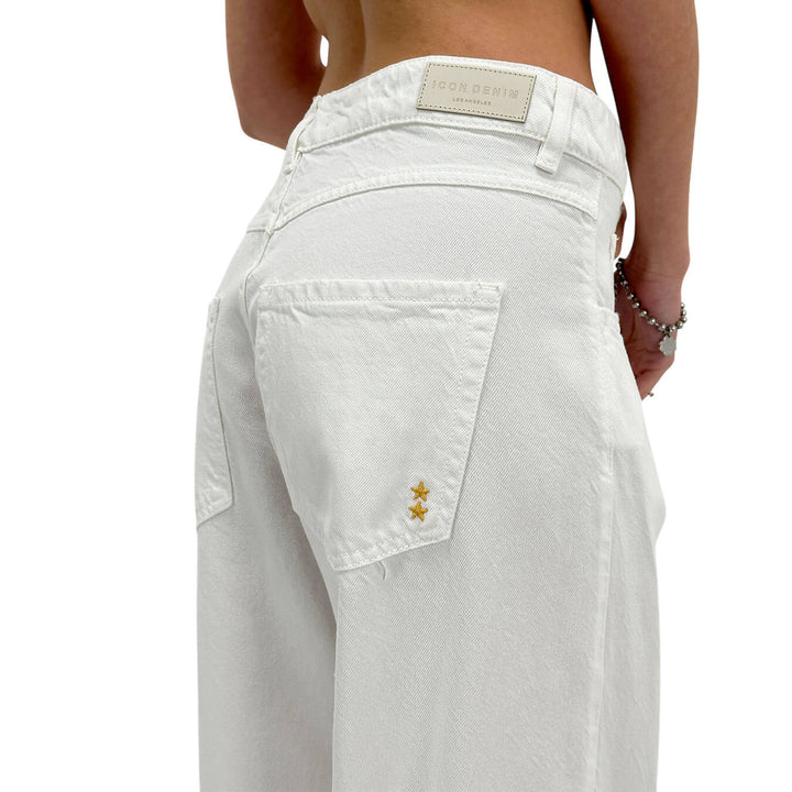 Icon Denim Bea Pantaloni Donna, Jeans Dritto, Denim, Cotone, Bianco