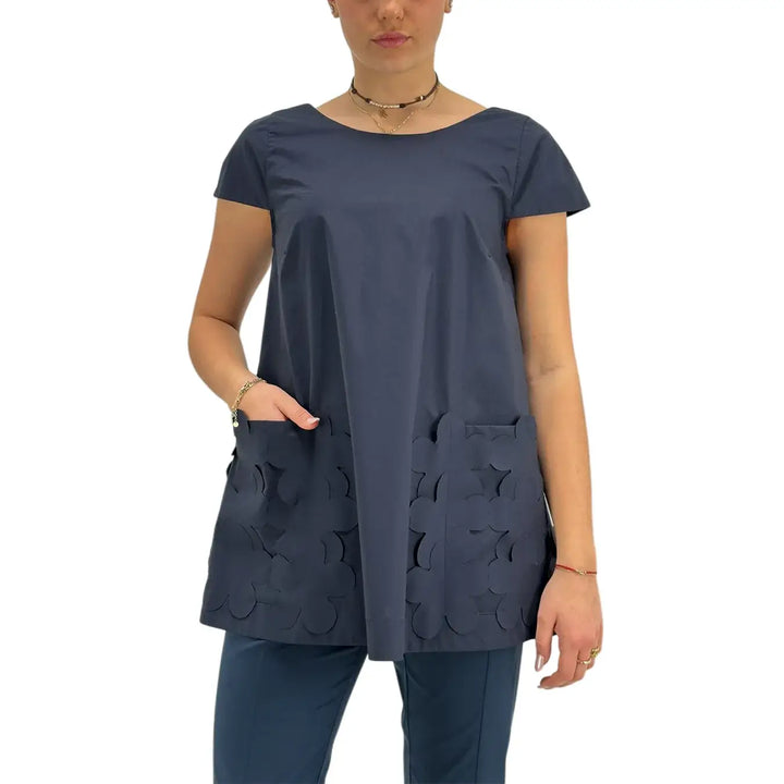Meimeij, Blusa, Donna, Cotone, Blu