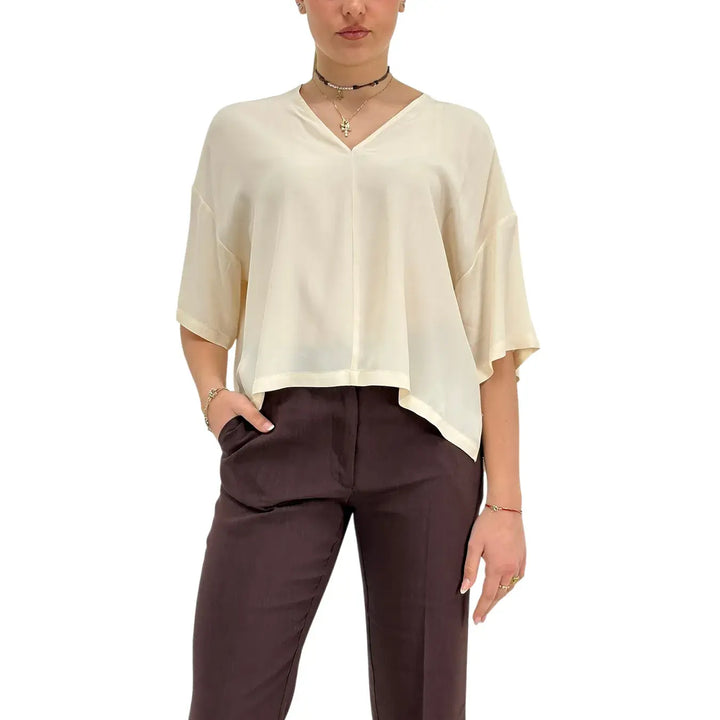 Ottod'Ame, Blusa, Donna, Tessuto Misto, Latte