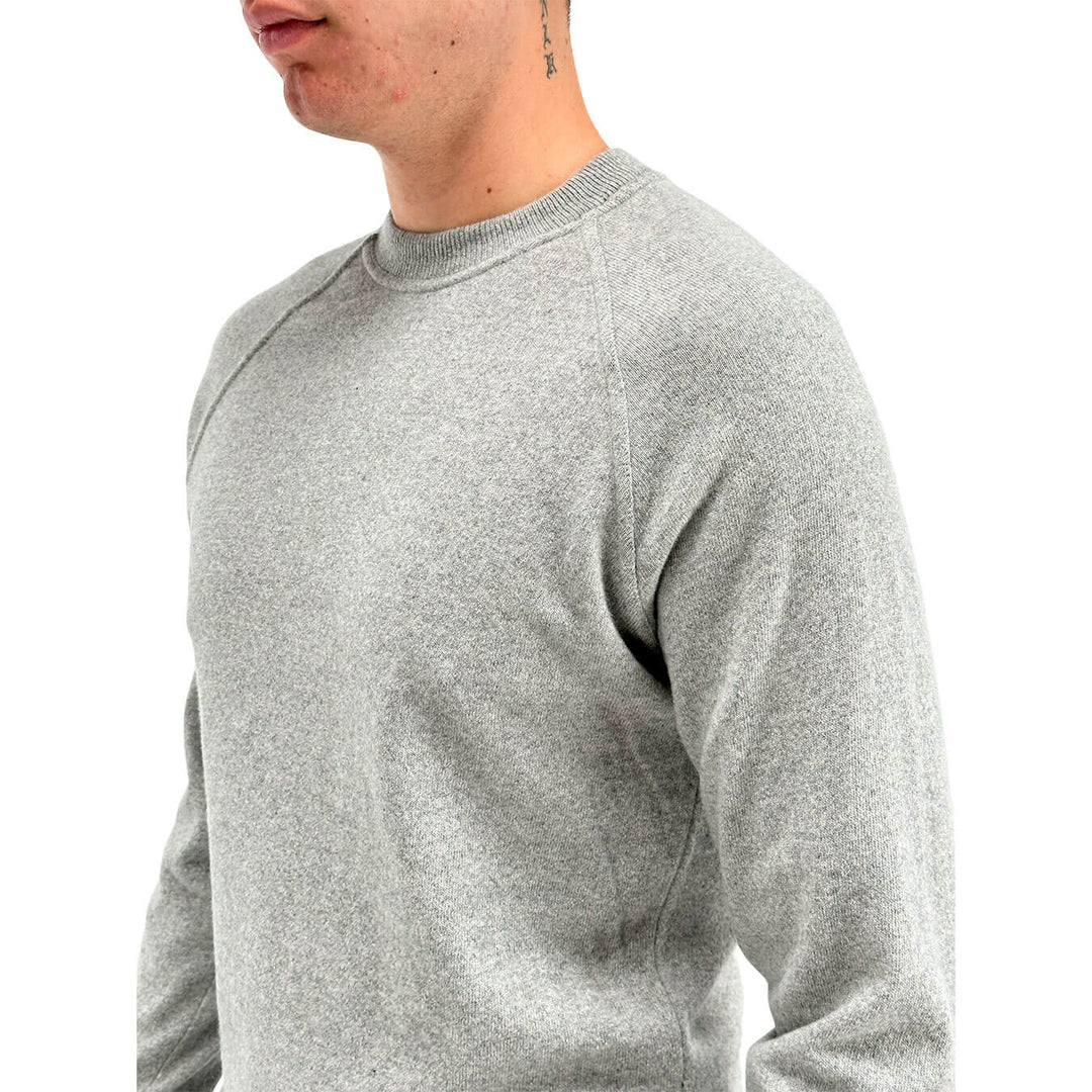 Refabrics Maglia Uomo, Basic, Girocollo, Cashmere, Grigio Perla