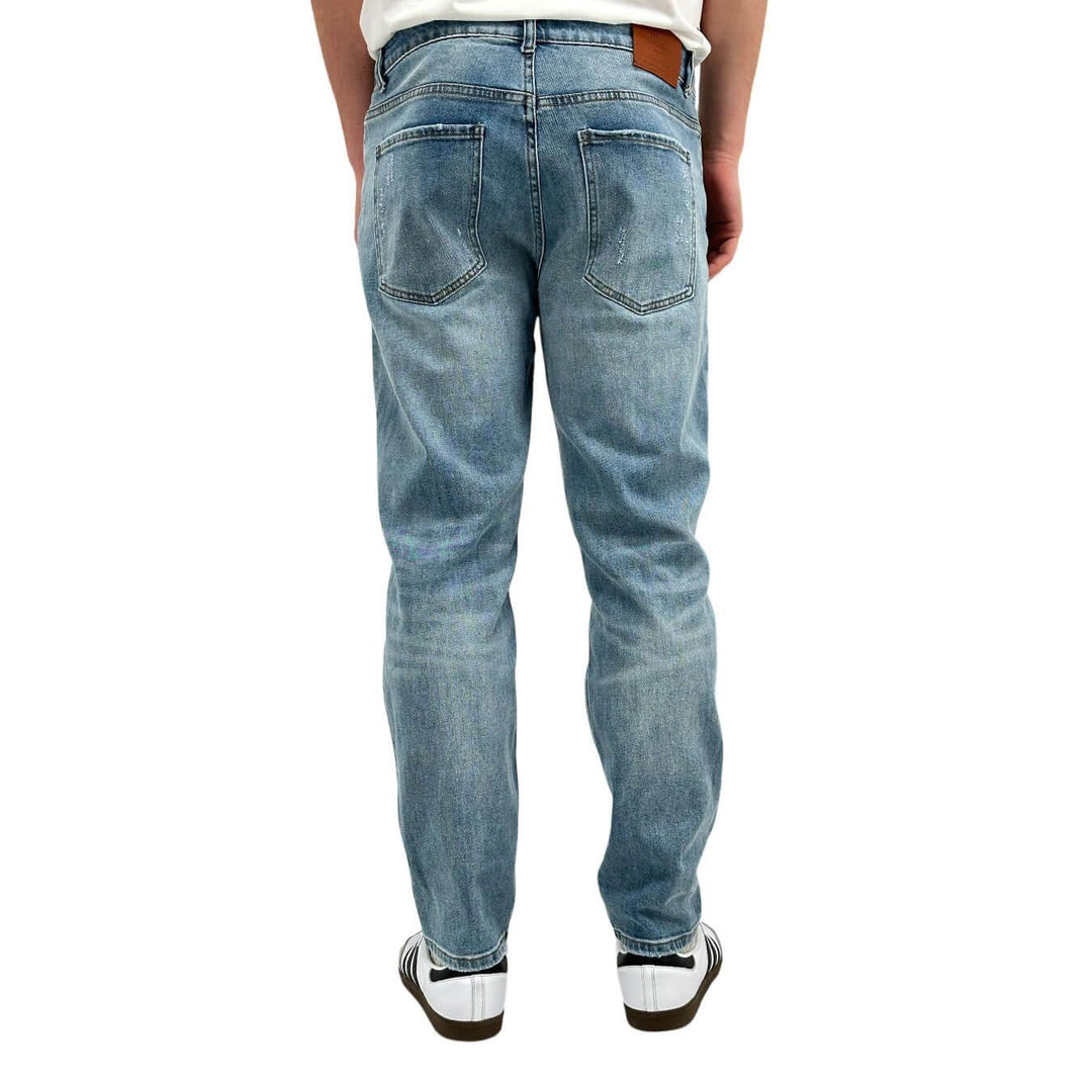 Pantaloni Uomo, Jeans, Denim, Chino, Cotone, Azzurro