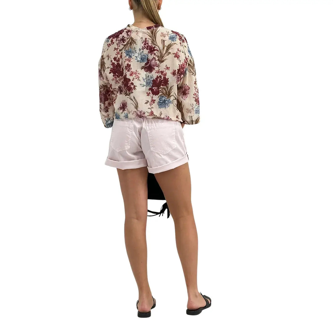 Motel Shorts Donna Rosa in Cotone Elasticizzato con Vestibilità Casual