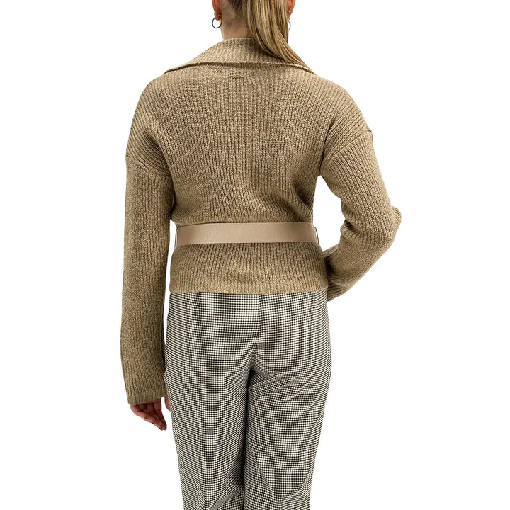 Koralline, Maglia con Cintura, Donna, Tessuto Misto, Sabbia