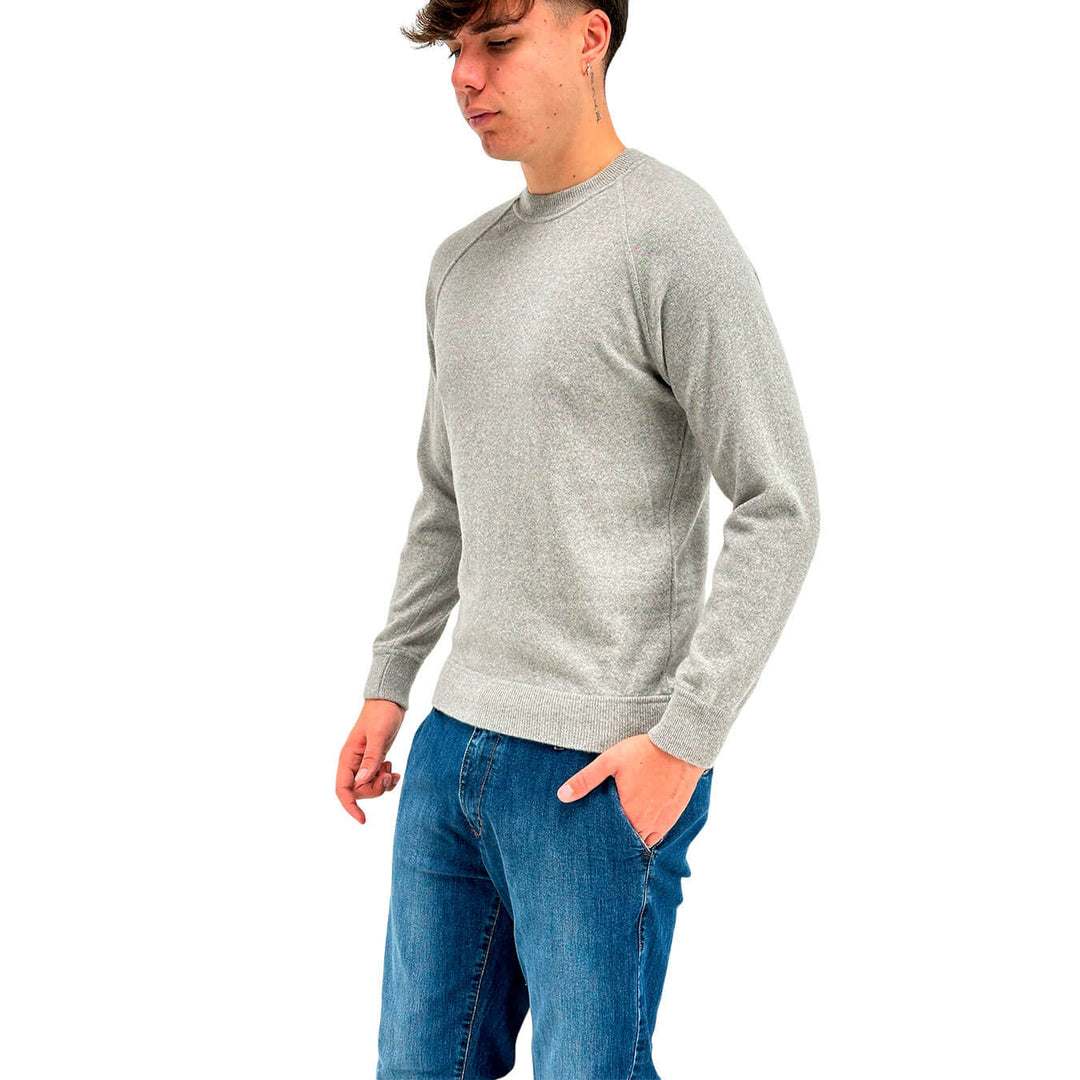 Refabrics Men's Sweater, Basic, Crewneck, Cashmere, Pearl Grey