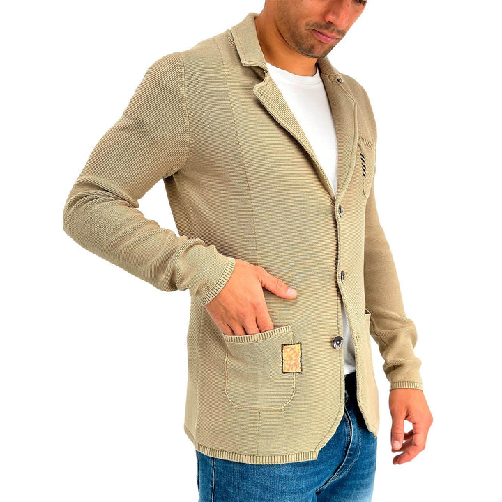 MarKup Men's Jacket, Knitted Blazer, Classic Lapel, Cotton