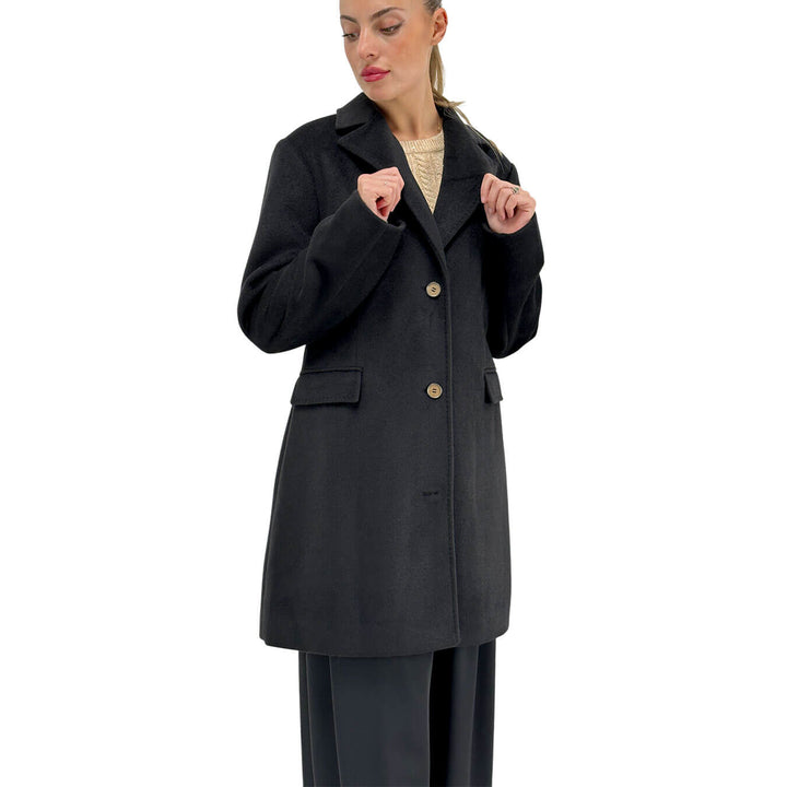 Markup, Cappotto, Donna, Tessuto Misto, Nero