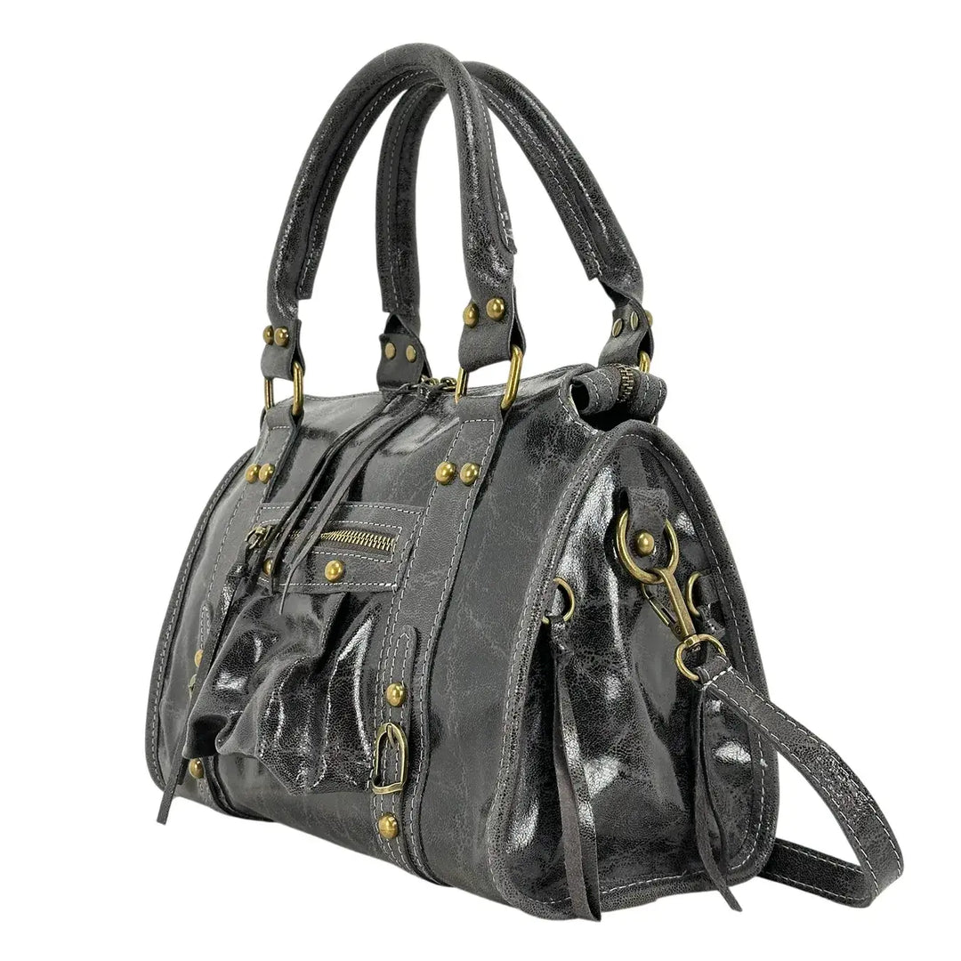 Bassini, City Bag, Media, Vera Pelle, Grigio