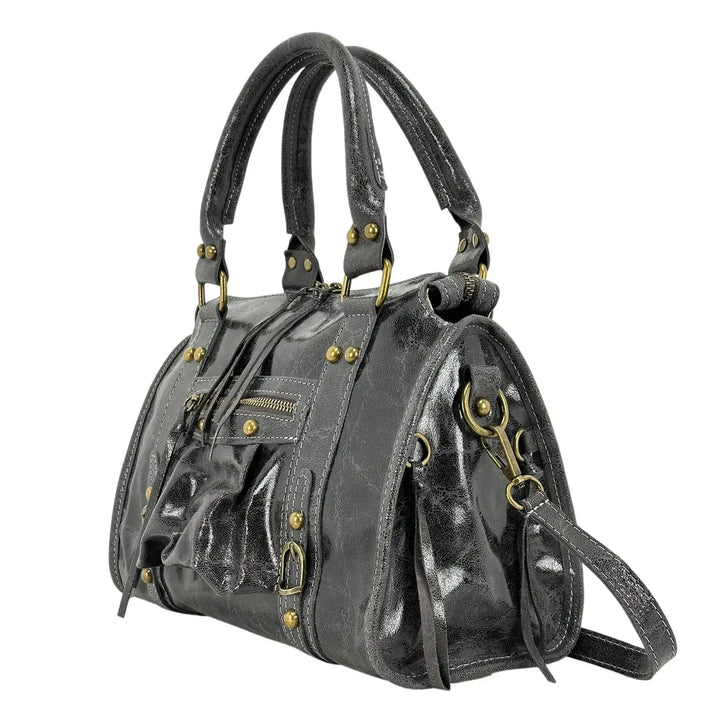 Bassini, City Bag, Media, Vera Pelle, Grigio