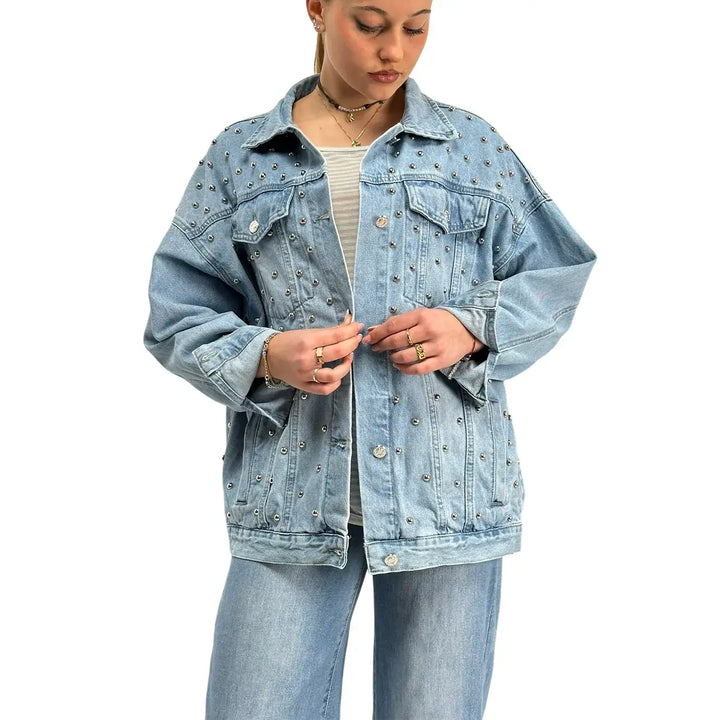 Bassini, Giubbotto Jeans, Donne, Cotone, Blu